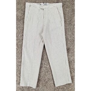 MARTIN ASBJØRN Striped Cotton Linen Trousers Vanilla Size 54 XXL